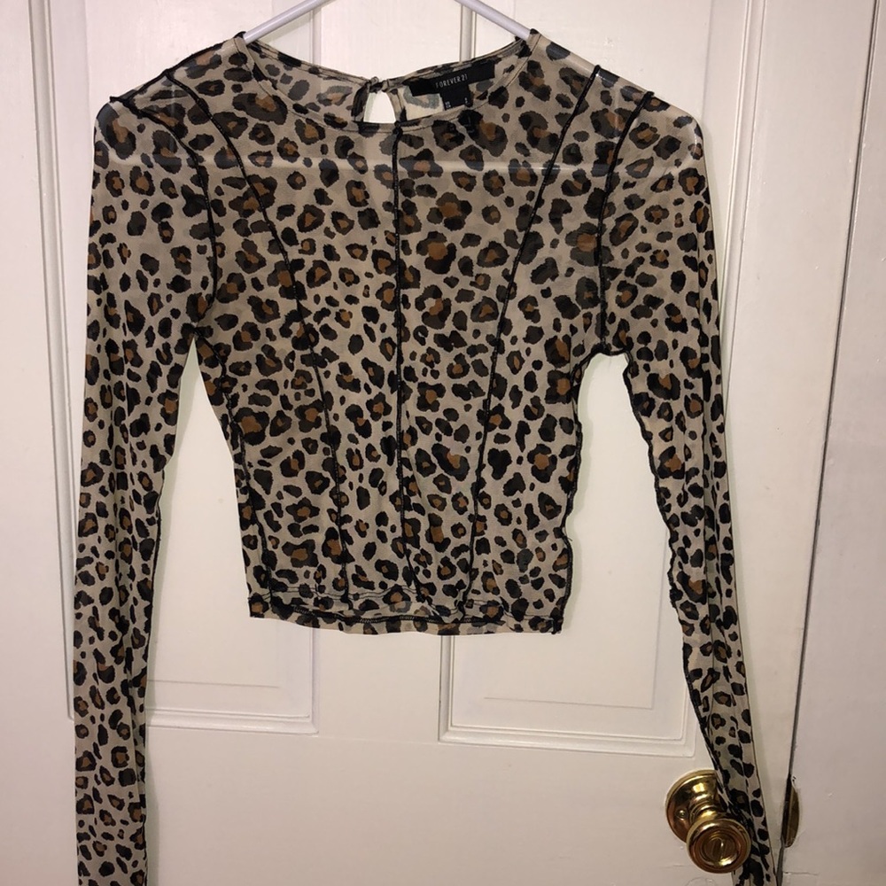 Mesh leopard print shirt